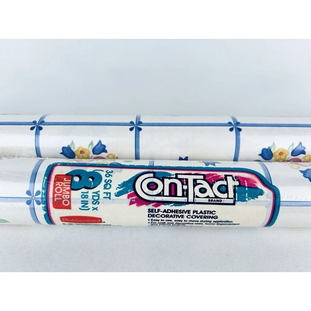 Vintage 90s Con-Tact Brand Contact Floral  Shelf Liner - Lot Of 2 Rubbermaid